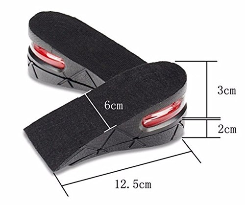 High Quality Kaxa Air Cushion Height Increase Elevator Shoes Insole Lift Kit For Men and Women (3 Layers, Black)