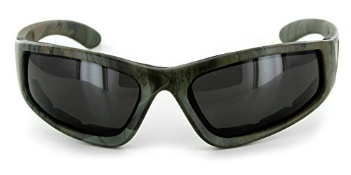 "Camo Spex" Polarized Camouflage Sports Goggles for Active Men and Women (Dark Green w/ Smoke)