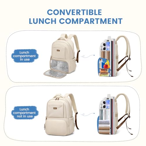 GOLF SUPAGS Insulated Backpack, 16 Inch Computer Backpack, Lunch Backpack with Insulated Compartment, for Camping, Travel, College Work (Abricot)