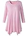 Lanmo Women Plus Size 3/4 Sleeve Tunic Tops Loose Basic Shirt (2X, Pink)