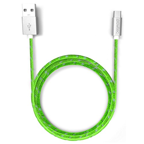 Pawtec Premium USB 2.0 A Male to Micro B USB Charger with Sync 480-Mbps, Extra Long 6 Feet/1.8 Meter Nylon Braided Charger Cable (Lime Green) - Thumbnail 4