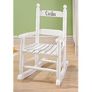 Miles Kimball Personalized Childrens Rocking Chair, Features Classic Rocker Design and Hardwood Construction, White Finish with Black Font