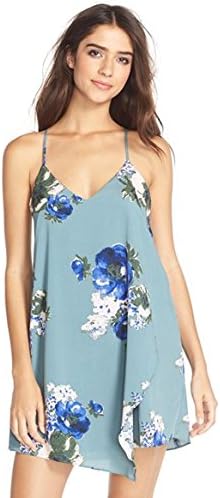 Free People Womens Wrap Font Spaghetti Strap Chemise Blue S