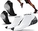 Physix Gear Short Compression Socks for Men & Women - Best Low Compression Socks Women & Men with Arch Support, Ideal for Running, Plantar Fasciitis comfort, and Swelling, Grey/Black (2 Pairs), L/XL