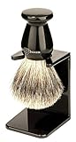 Edwin Jagger Best Badger Shaving Brush with Drip Stand, Imitation Ebony, Medium