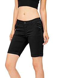 Celebrity Pink Juniors Mid Cintura Cuffed Bermuda pantalones cortos de la dama