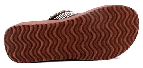 Bobee Women's 2" Platform Beach Thong Sandal Thick Strap Flip Flop Brown 5