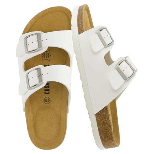CUSHIONAIRE Sandalo con Plantare in Sughero Lane da Donna con +Comfort, Bianco, 39 EU