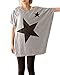 ZANZEA Womens Oversized Baggy Five-point Star Tops Round Neck Tee T-shirt (US 14, Grey)