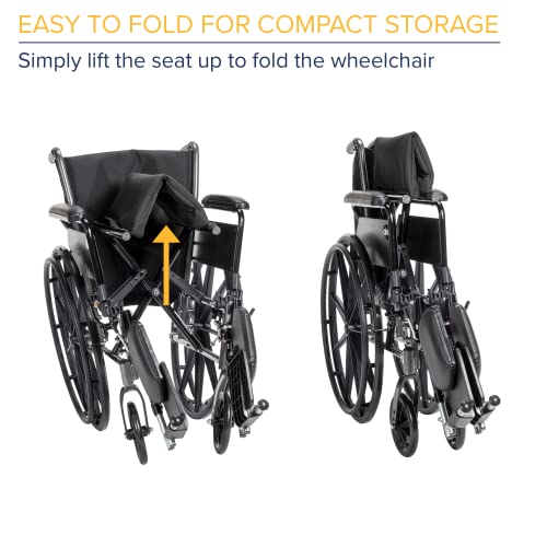 Drive Medical K318DFAELR Cruiser III Lightweight Folding Wheelchair with Flip Back Detachable