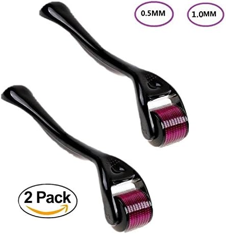 2 Pack Skincare 540 0.5mm,1.0mm Titanium MicroNeedle, Micro Needles Derma Roller Skin Care for Acne Scars, Wrinkles, Blackhead, Stretch Marks, Anti-Aging and Cellulite