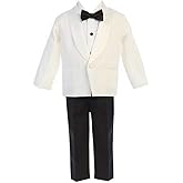 iGirldress Baby/Toddle/Boys Ivory Black Navy Jacket Pants Shirt Bowtie Tuxedo Ring Bearer Suit