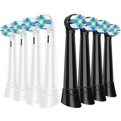 Replacement Brushes Compatible with Oral B IO 2/3/4/5/6/7/8/9/10 Electric Brushes, Medium Bristle Heads Compatible with Oral B IO (8 Black/White)