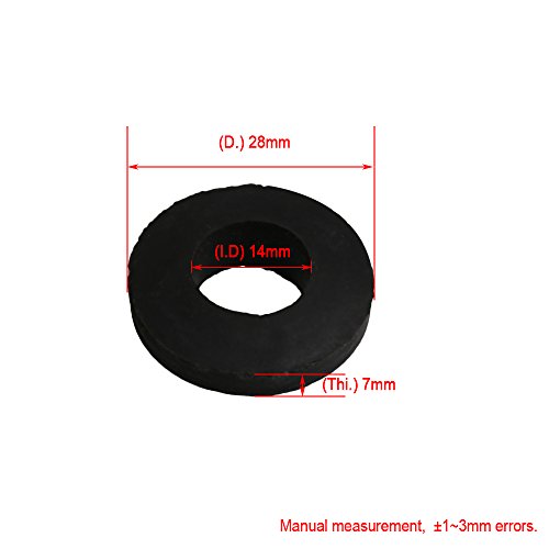 RDEXP 28x14x7mm Black Rubber Round Shape Gaskets Flat Rubber Spacer Washer Seal Rings for Automotive Plumbing Set of 50