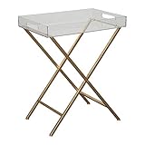Ashley Furniture Signature Design - Ervinville Tray Accent Table - Contemporary - Clear Acrylic Top - Gold Metal Base
