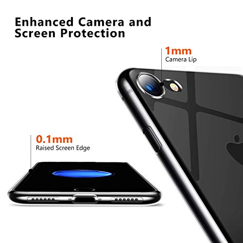 Enflamo Crystal Clear Case Soft Back Cover Case with Electroplated Frame Bumper Ultra Slim TPU Gel Case for iPhone 7, iP