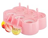 Nuovoware Ice Pop Molds, [Cavity of 6] Premium Silicone Popsicle Makers Ice Pop Makers Rectangle Ice Cream Tray Holders, Family DIY Popsicle Molds, BPA Free, Kitchen Gadget, Pink