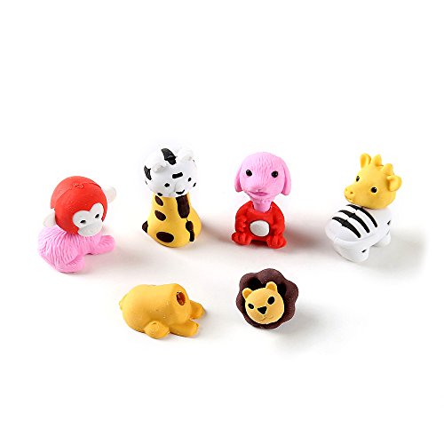 MoloTAR 20 Animal Collectible Set of Random Adorable Novelty Erasers - Amazing Variety with No Duplicates - FUN Toys Best for Party Favors
