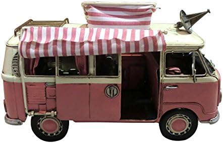 Pretty Valley Home - Retro Classic Handmade Iron '1966 DELUXE BUS' Model Craft Figure