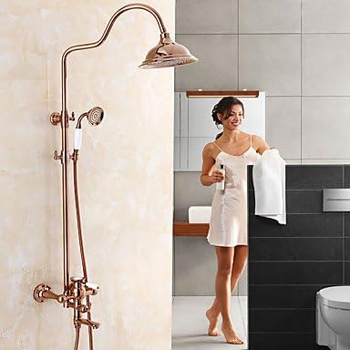 TY Country Centerset Waterfall Rotatable with Ceramic Valve Single Handle Two Holes for Rose Gold , Shower Faucet