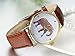 JewelryWe Women's Colorful Elephant Print Gold Tone Dial Leather Quartz Ladies Girls Watch Coffee