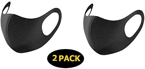 Classi Black Fashion Unisex Face Masks, Reusable, Washable and Breathable, Anti Dust Mouth Mask for Running Cycling Camping Travel {Pack of 2}