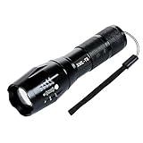 LED Tactical Flashlight, iLOME Brightest Handheld Tactical Flashlight with T6 Lamp and Adjustable Focus for Night Camping Hiking Patrol Fishing (Outdoor and Indoor) - Portable and Water Resistance