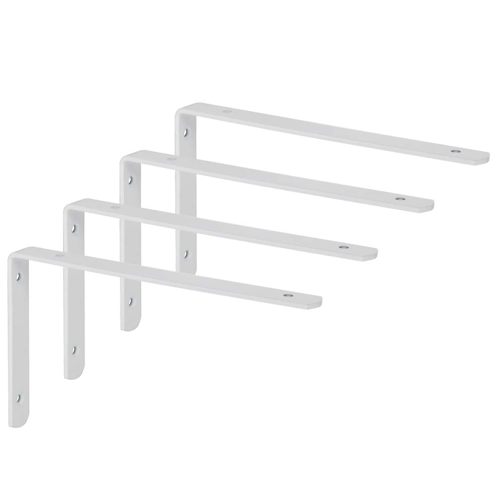 Sayayo Shelf Bracket Angle Bracket Shelf Support Corner Brace Wall Hanging 250mm*150mm, 4mm-Thick Stainless Steel White Finished, 4Pcs, EJ5218W-4P