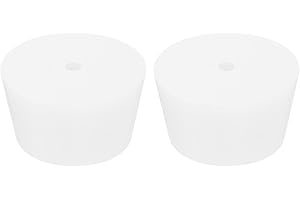 MECCANIXITY Silicone Rubber Tapered Plug 56mm to 65mm Solid Test Tubes Bungs Stopper with Hole White for Lab Home 2 Pieces