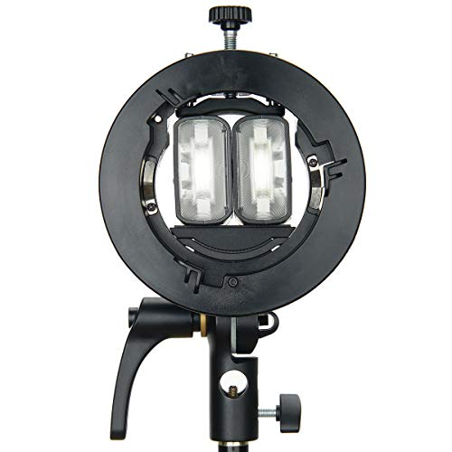 Godox S2 Speedlite Bracket S-Type Bowens Mount Holder for Godox V1 AD200Pro AD400Pro AD200 V860II TT685 TT600 TT350 Series Speedlite Flash, Snoot, Softbox, Honeycomb, Reflector, Beauty Dish &USB light