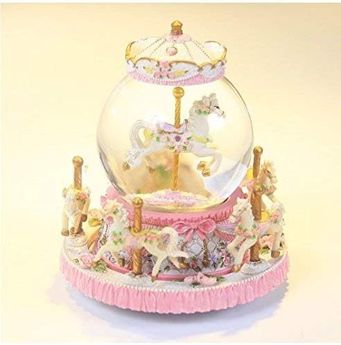 SMUSC The carousel music box music cassette snow crystal ball creative to send girls to children's girlfriend,Pink