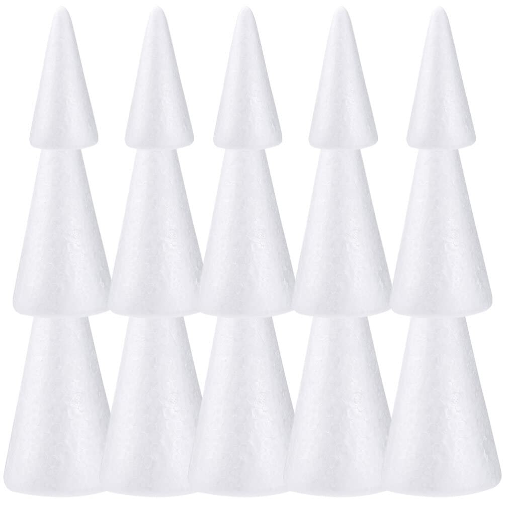 SEWACC 30pcs Foam Cones, Polystyrene Cones Shapes Christmas Tree Foam Mold for DIY Modeling Craft Christmas Floral Arranging Supplies
