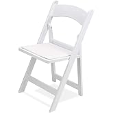 EventStable Titan PRO Resin Folding Chair, White, 4-Pack | Padded Seat, Double-Braced Frame, UV Protected Resin, Stackable, Indoor/Outdoor Use, Ideal for Weddings, Parties, &amp; Events