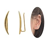 Moon Crawler Cuff Earrings - 925 Sterling Silver with 18K Yellow Gold Plating