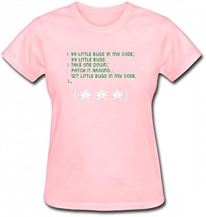 LNZUYD Debugger Coding Hacker Tshirt Trendy Print Cotton Women's Tee Pink