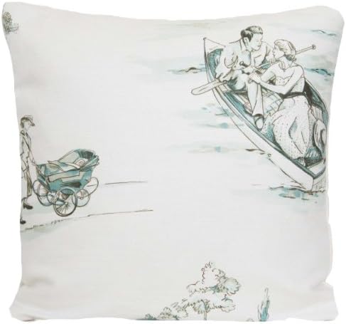 Lovers In a Boat Decorative Pillow Throw Case Cream Linen Cushion Cover Nina Campbell Fabric Promenade Duck Egg