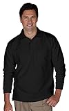 Edwards Unisex Long Sleeve Pique Polo/Pocket Shirt -  Large - Black