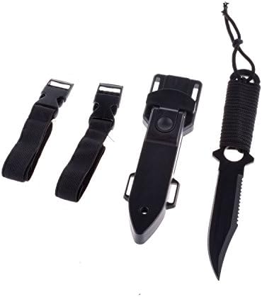 YIKIDive Knife – Black Tactical Sharp knives withABS Sheaths and Leg Strap for Diving,Hunting,Survival,Rescue. (Black)