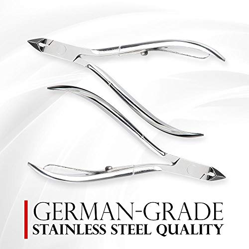 TITANIA Germany Stainless Cuticle Nippers Stainless Steel Cuticle Remover w/Sharp Cutting Edges for Trimming Tough Dry Skin & Callus - Best for Toenail & Fingernail Grooming