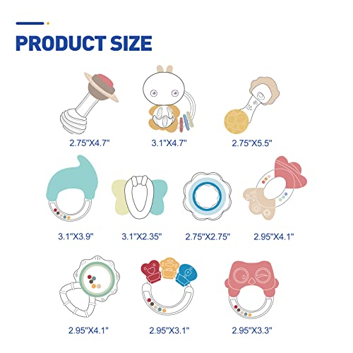 Teething Toys Evoceler 10-Piece Baby Teether Set 3-Stage