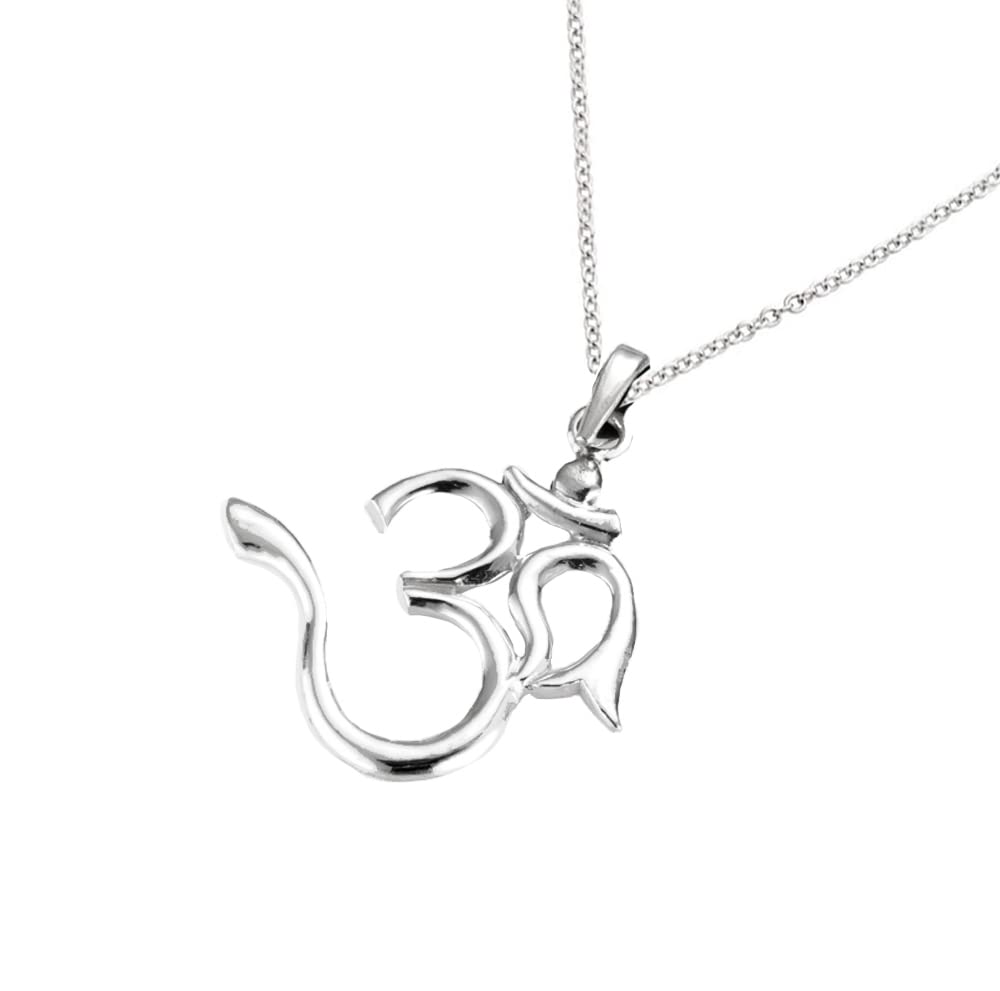 Treasure Bay Yoga Aum Om Symbol Pendant Necklace For Women 925 Sterling Silver 18 Inch