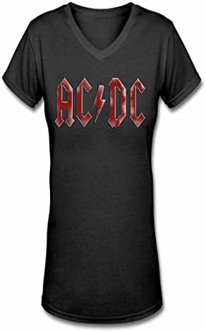 V Neck T Shirt for Women Rock Bands ACDC Adult T-shirt