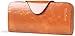 Borgasets Women's RFID Blocking Wallet Trifold Leather Clutch Zipper Ladies Purse Card Case Brown