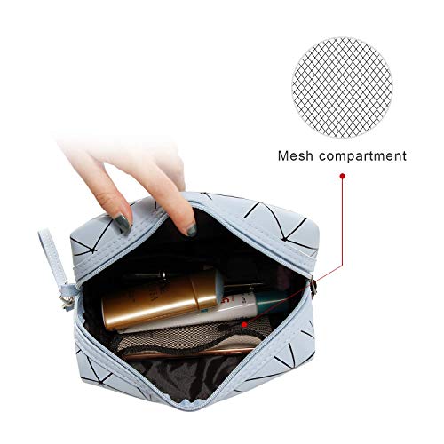 Makeup Bag Small Travel Portable Multifunctional for Cosmetics Make Up Tools with Mini Makeup Brush Set Sponge Gift for Women Girls