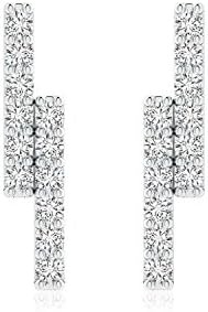 Lab Grown Diamond Double Uneven Bar Stud Earrings in 14K White Gold