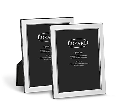 EDZARD Silver Plated Photo Frame Salerno Set of 2 7x5 Non-Tarnishing