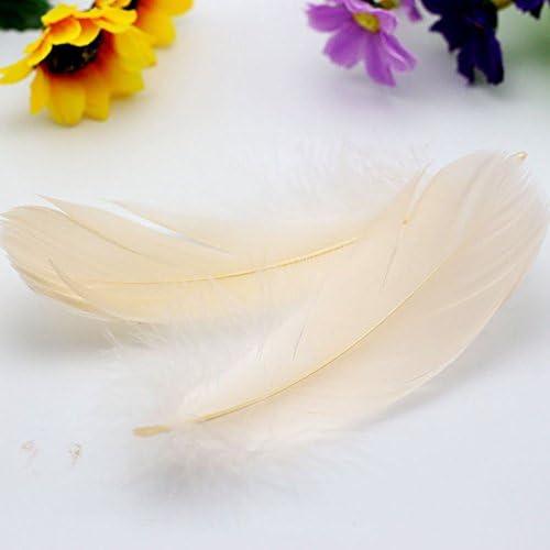 Sopeace 100pcs 6-8 Inches 15-20CM Genuine Nature Goose Feather Jewelry Making Crafts (Champagne)