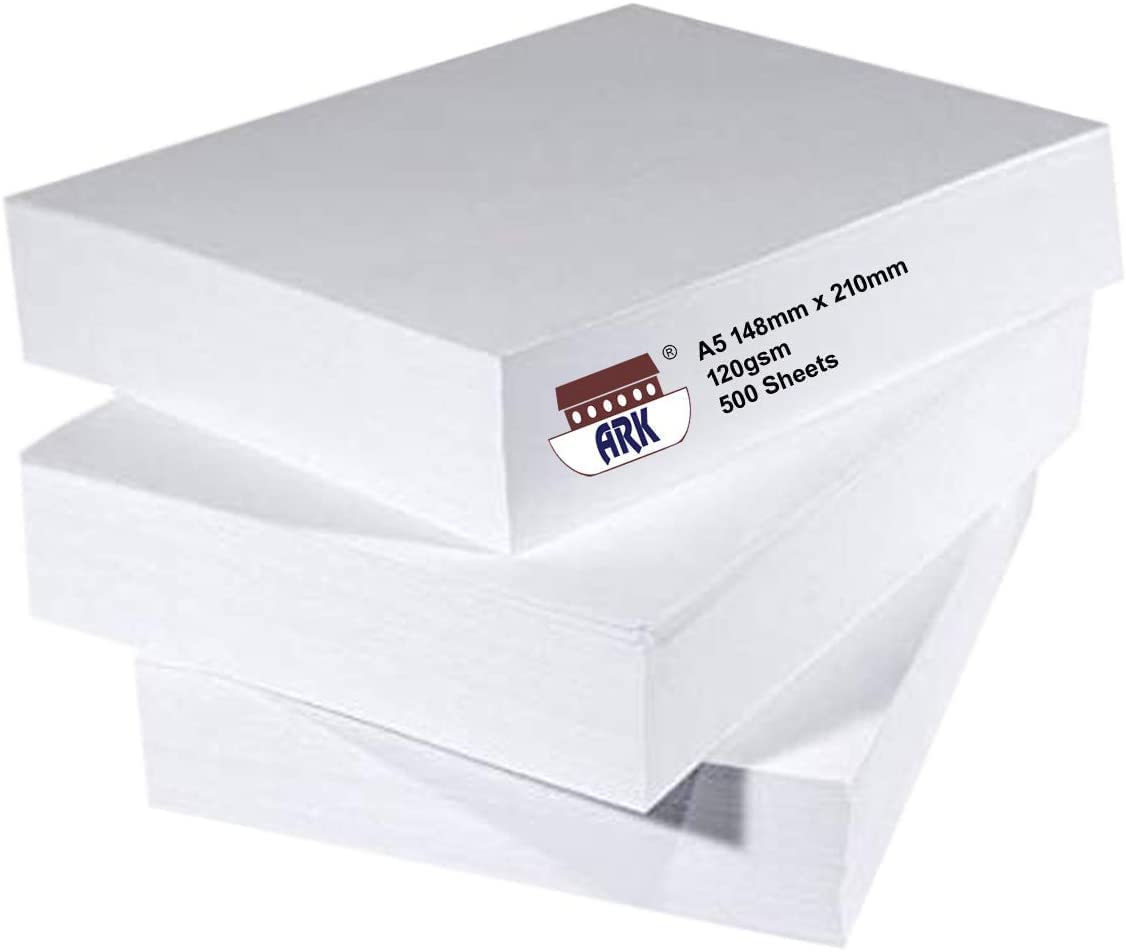 ARK 120gsm White Premium Thick Printing Paper Suitable for All Printers (A5 (Pack of 500)) (500) (37360)