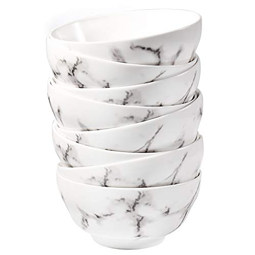 77L Porcelain Soup Bowls, [Set of 8] 8.45 FL OZ (250 ML) White Ceramic Soup/Cereal Bowls, Marble Serving Bowls Set for Soup, Ice Cream, Cereal, Salad, Pasta and More (4.5 Inches Diameter) - Thumbnail 7