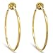 Clip On Spring Hoop Earrings for Non-Pierced Ears (40mm, Gold-Tone)